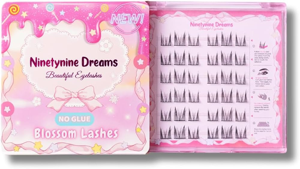 No Glue Blossom Self-Adhesive Lashes, 9-13mm Length, C++ Curl, Synthetic Fibers, Beginner Friendl... | Amazon (US)