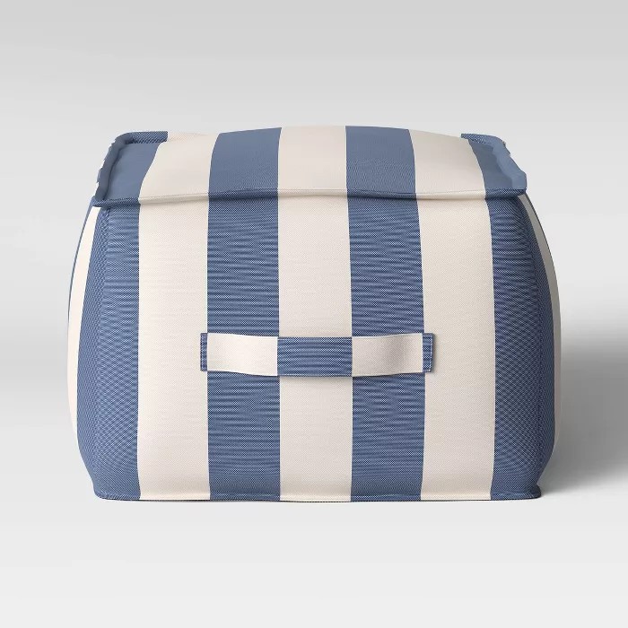 Cabana Stripe Outdoor Pouf Navy/Cream - Threshold™ | Target