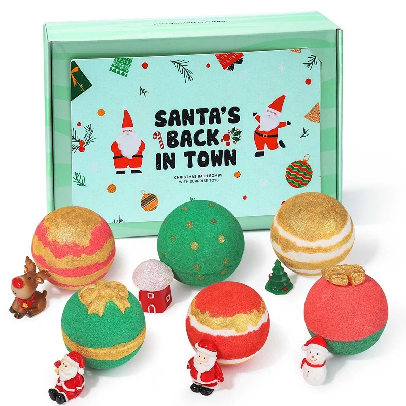 6PCS Bath Bombs Santa Bath Bombs With Surprise Toys Inside Christmas Decoration - Walmart.com | Walmart (US)