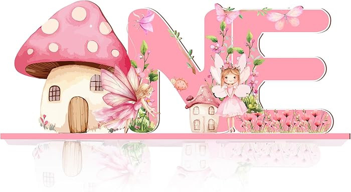 Fairy 1st Birthday Party Decoration Girl, Fairy One Birthday Table Wooden Centerpiece Sign Pink M... | Amazon (US)