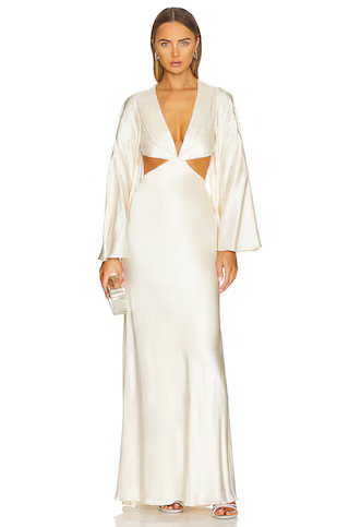 Shona Joy La Lune Flared Sleeve Open Back Maxi Dress in Cream from Revolve.com | Revolve Clothing (Global)