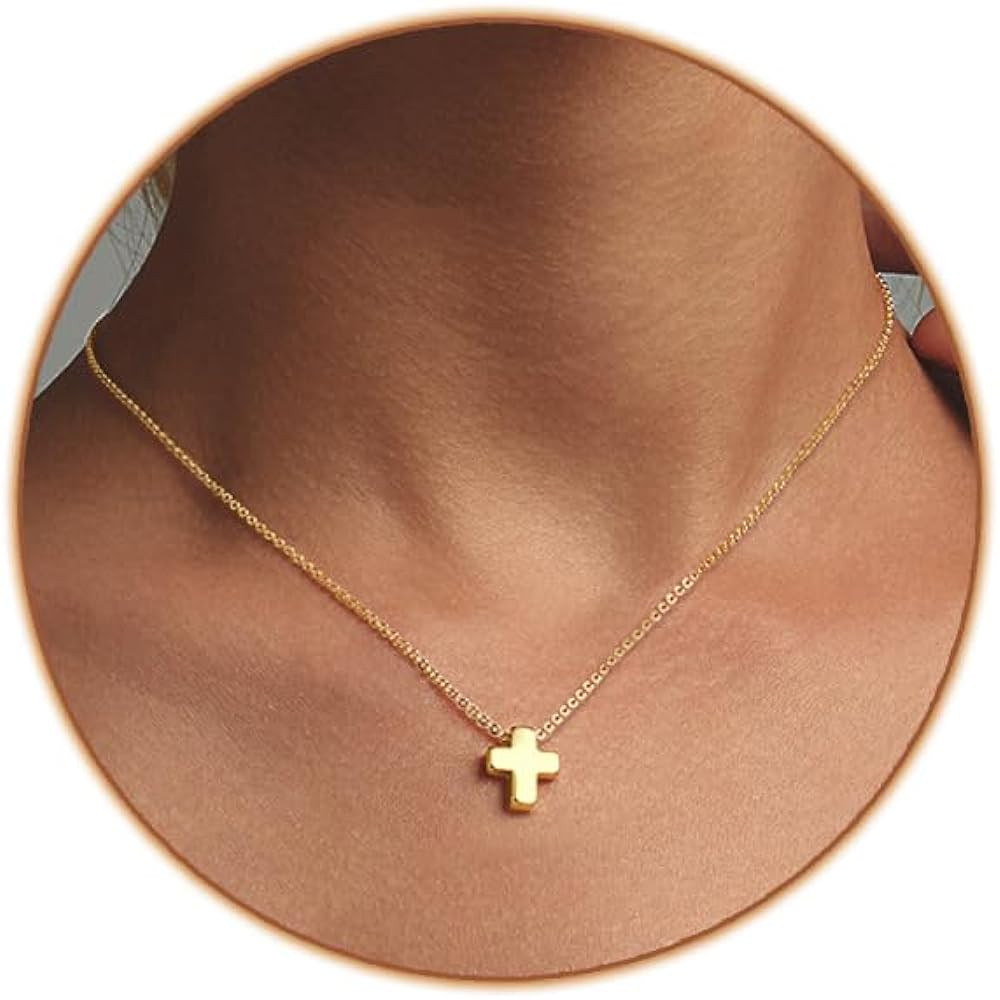 Cross Necklace for Women Simple Gold Cross Necklaces for Women Trendy Gold Necklace 18K Gold Plat... | Amazon (US)