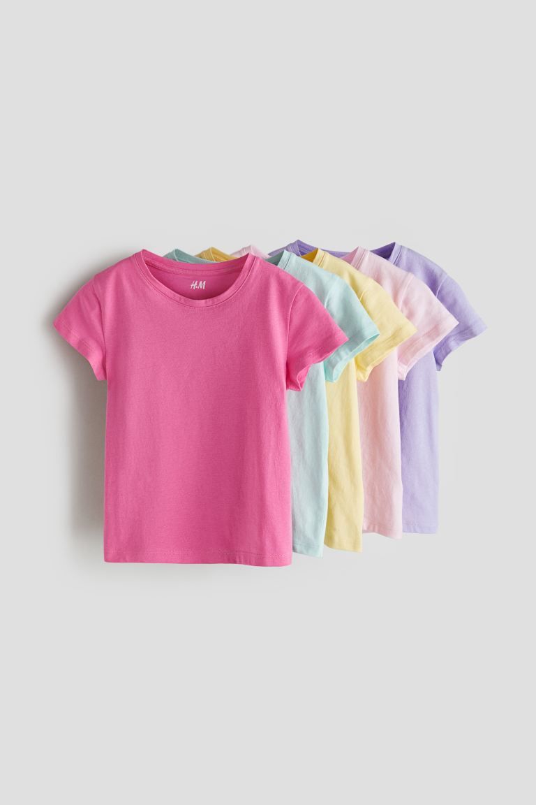 5-pack Cotton T-shirts - Pink/turquoise - Kids | H&M US | H&M (US + CA)
