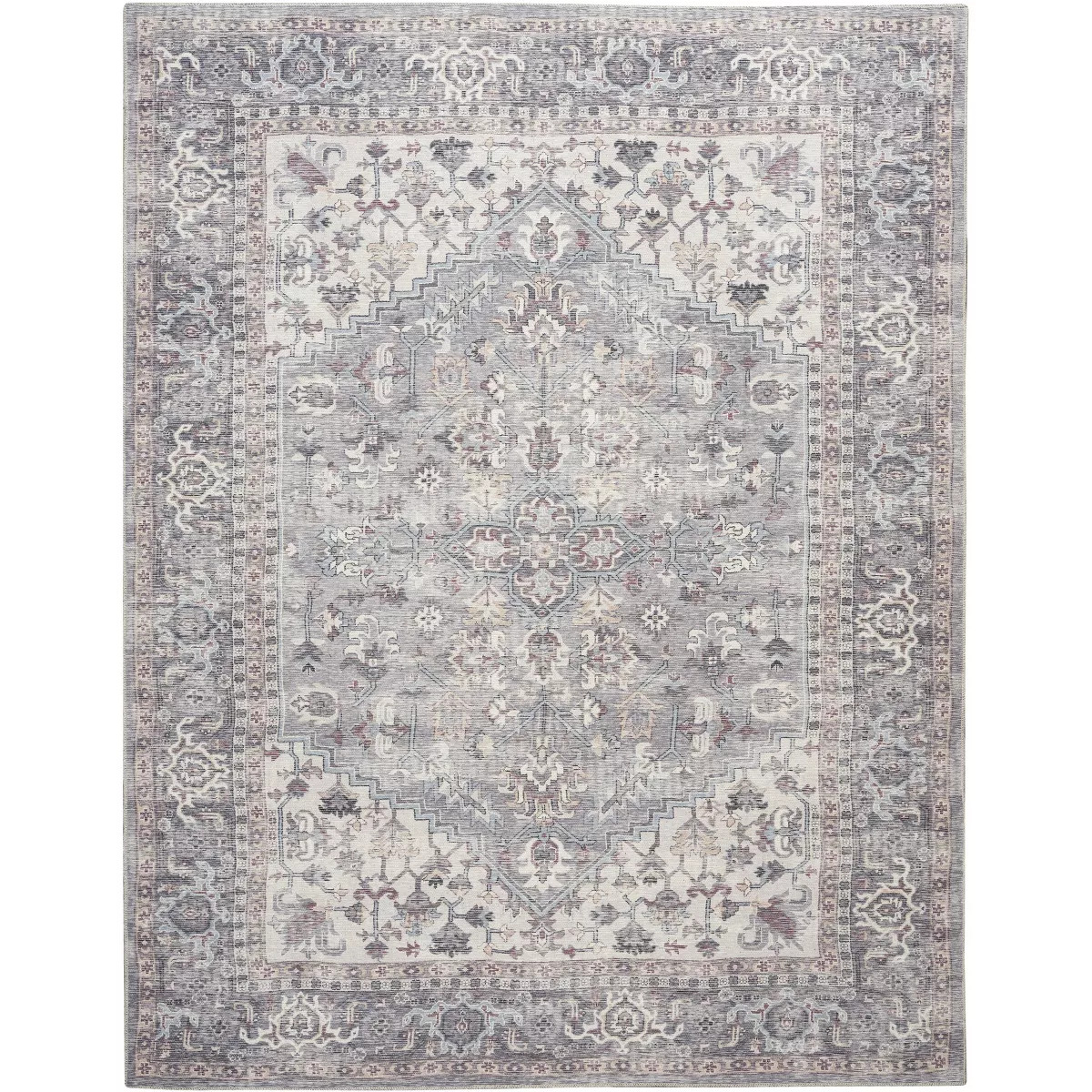 Nicole Curtis Machine Washable Vintage Bordered Botanical Indoor Rug | Target