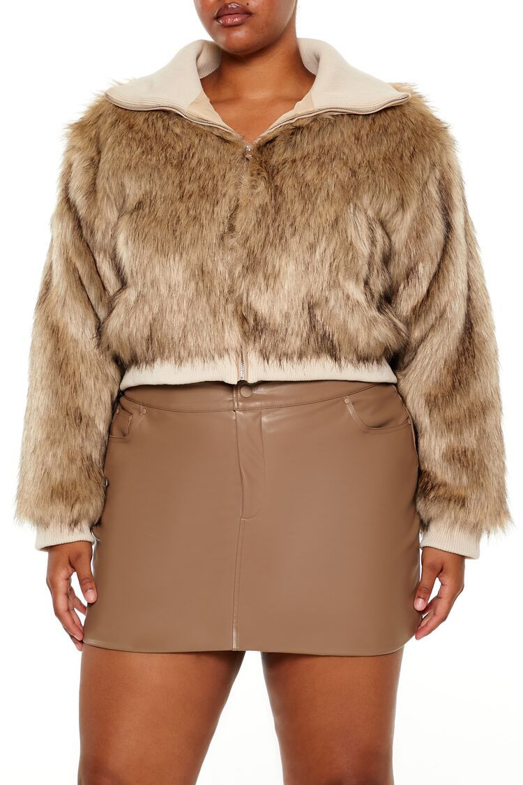 Plus Size Cropped Faux Fur Jacket | Forever 21