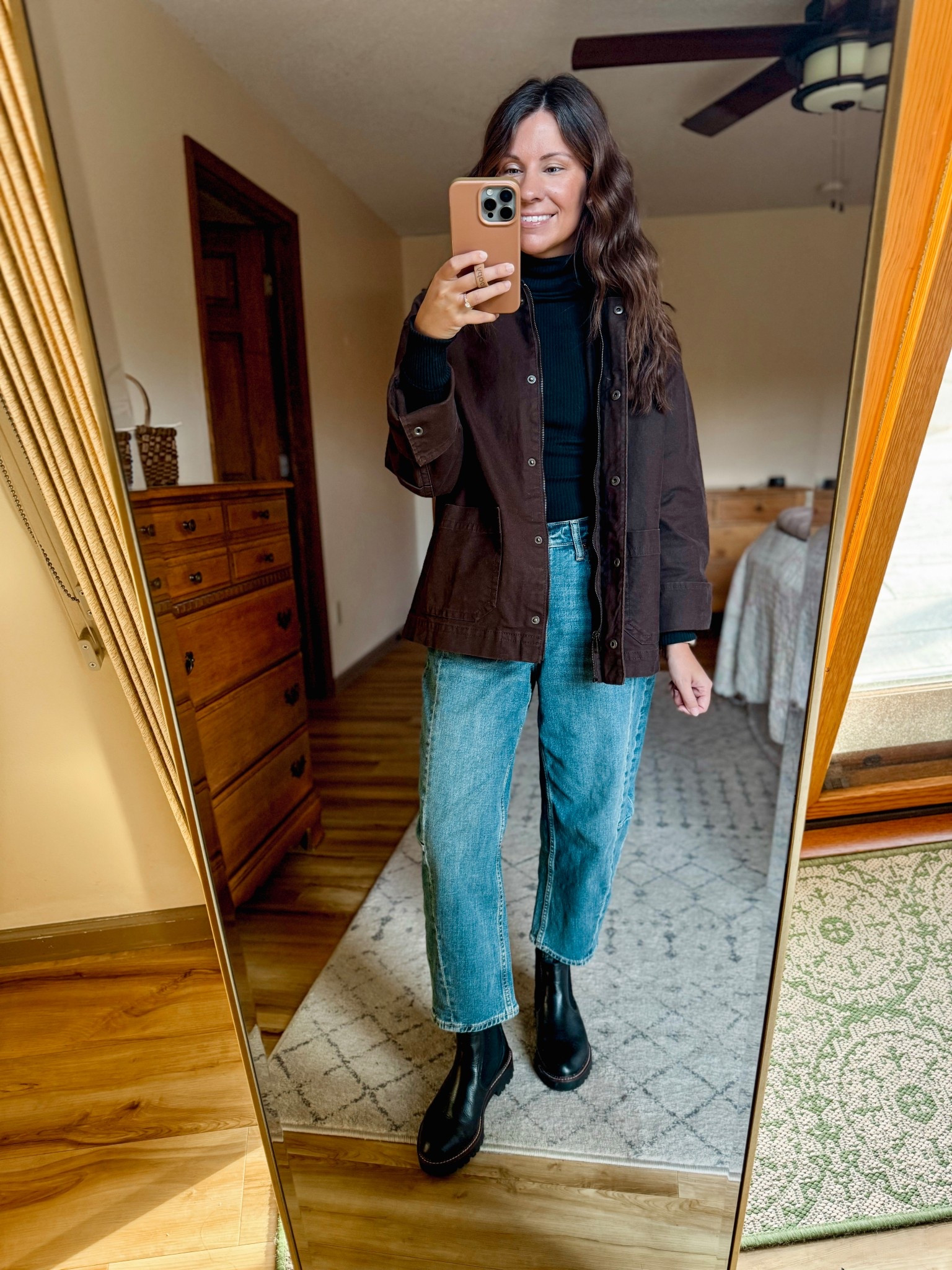 My turtleneck is from Buffalo jeans last year, but I linked a few similar ones. It’s just a ribbed black turtleneck. My barrel jeans are size 0 petite and my boots are size 6.5. My barn jacket is size xs #LTKStyleTip

#LTKSeasonal #LTKPetite