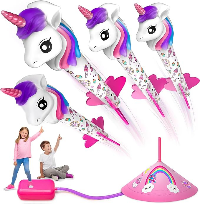 beefunni Unicorn Rocket Launcher for Kids, 4 Unicorns Outdoor Toys for Girls, Christmas Easter Bi... | Amazon (US)