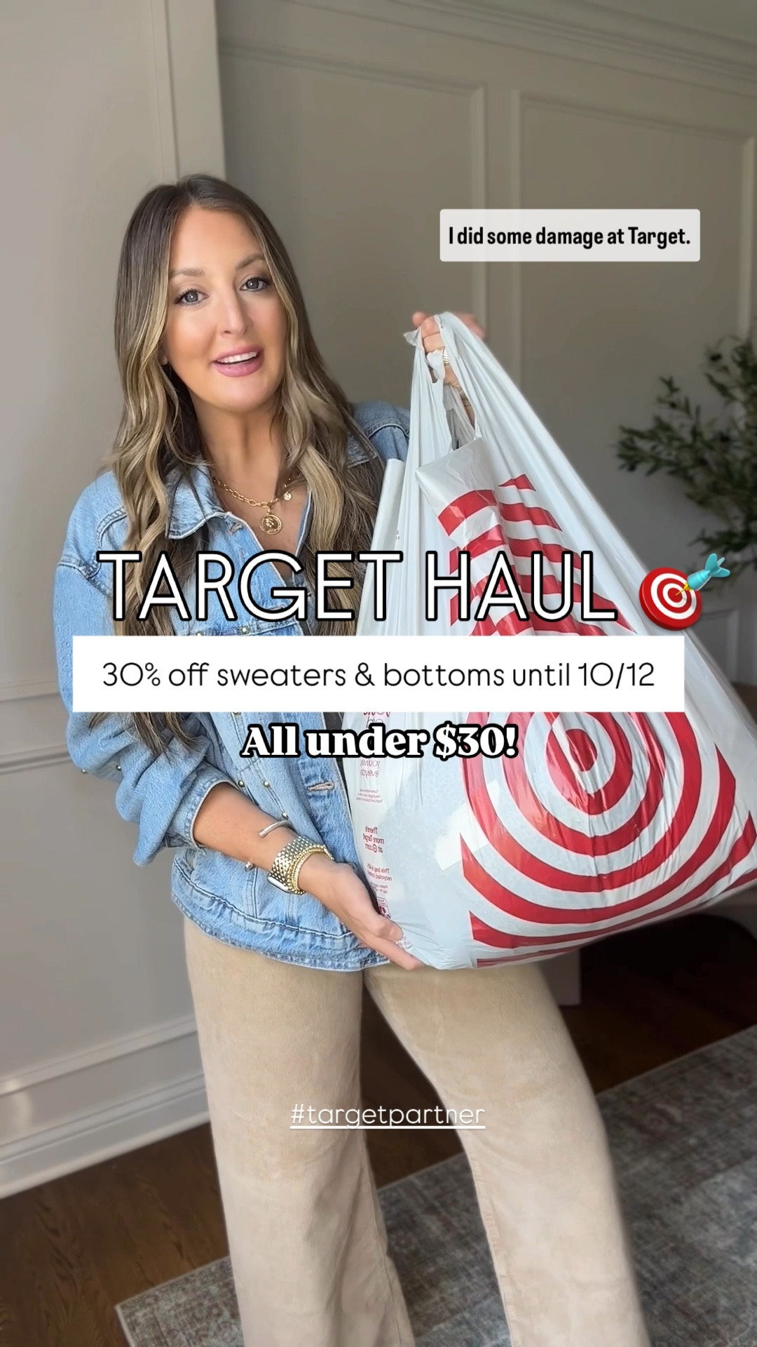 Target Fall Fashion Haul all 30% off for #targetcircleweek 🎯🙌🏻 Target has major deals now through 10/13 including 30% off sweaters & bottoms! You can also save big on Apple products! #ad #targetpartner #targetstyle @target 

I’m wearing a 10 in all pants except the cuffed hem pants I sized down to an 8. 
All sweaters are a medium. 

#LTKxTarget #LTKVideo #LTKSeasonal