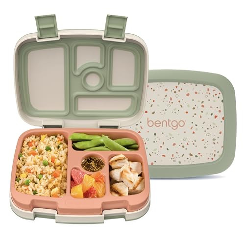 Bentgo Kids 5-Compartment Leak-Proof Bento-Style Lunch Box (Whimsy & Wonder Collection) - Ideal for Ages 3-7, Drop-Proof & Durable, Dishwasher Safe, & PFAS & BPA-Free Materials (Geo Speckle) | Amazon (US)