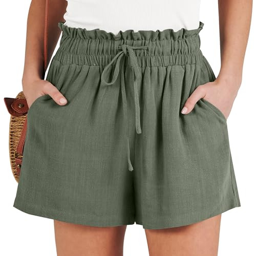 ANRABESS Women's Linen Shorts Summer Casual High Waisted Drawstring Wide Leg Beach Lightweight Sh... | Amazon (US)