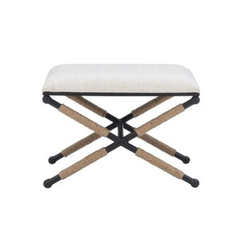 Linon Ashburn Neutral 18-in H Small Upholstered Folding Metal Bar Stool | Lowe's