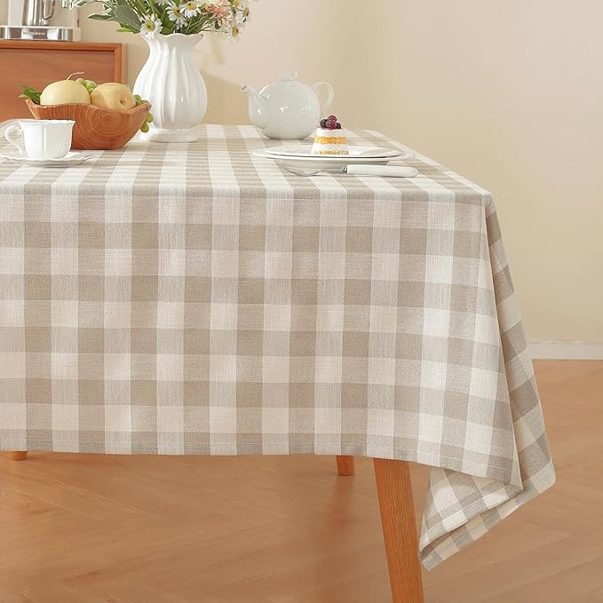 Alsoo Checkered Tablecloth Rectangle Washable Buffalo Plaid Table Cloth Cotton Linen Gingham Tabl... | Amazon (US)