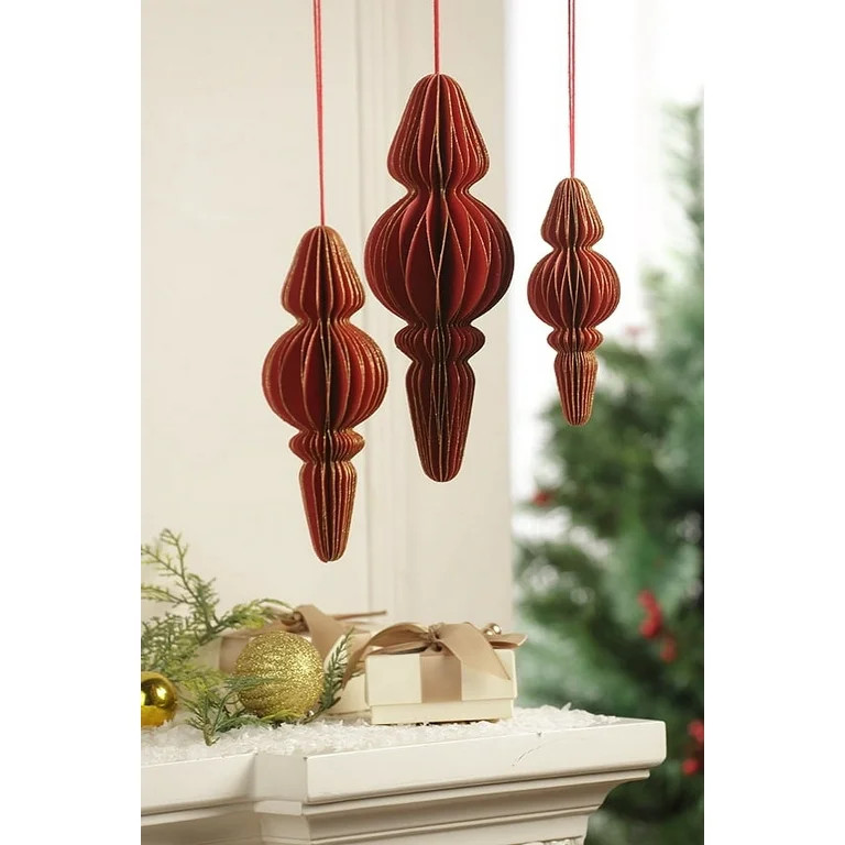 3 Count Red Paper Finial Christmas Ornaments, by Holiday Time - Walmart.com | Walmart (US)