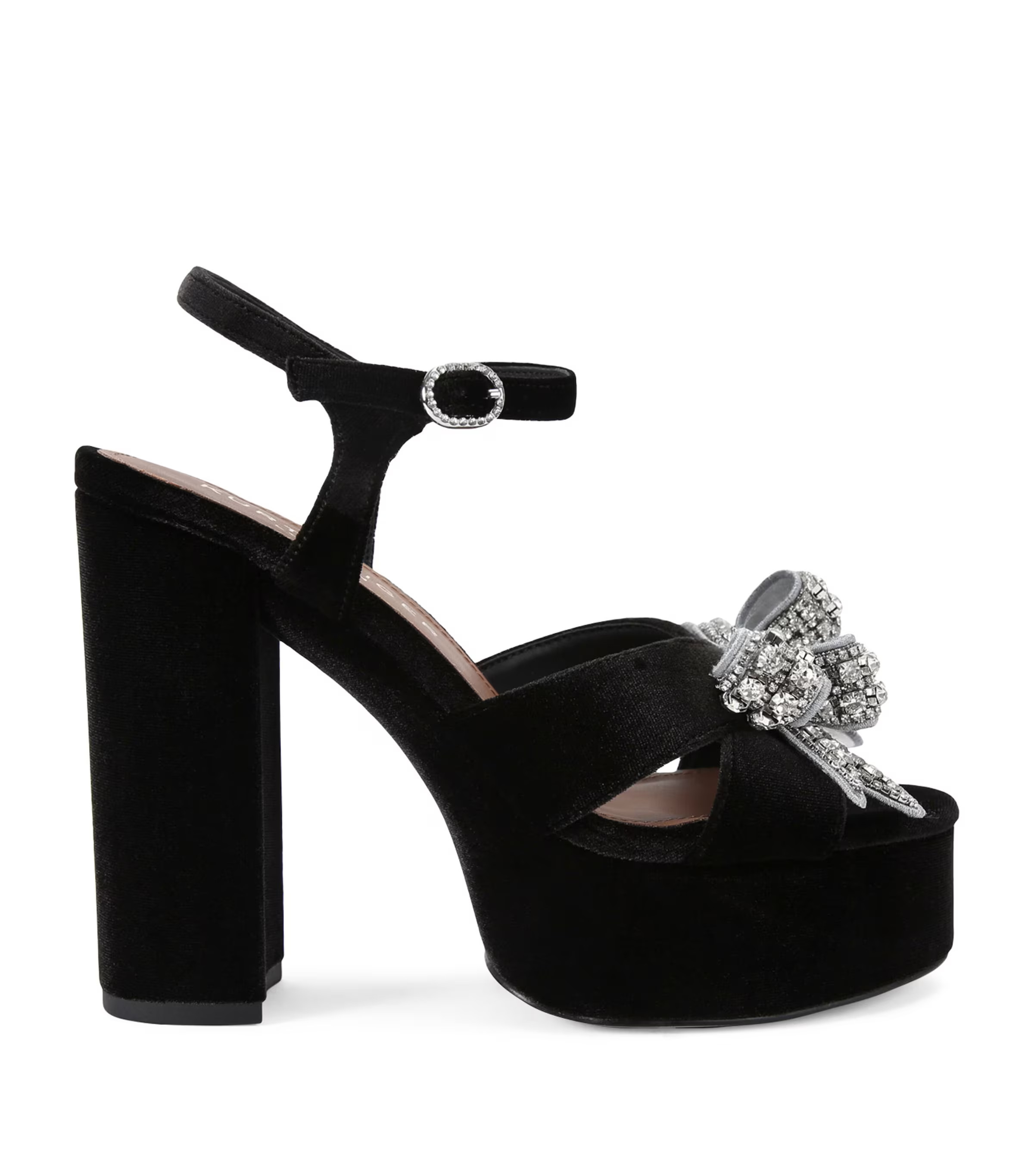 Kurt Geiger London Velvet Embellished Bow Platform Sandals | Harrods (US)