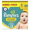 Pampers New Baby Size 1, 80 Newborn Nappies, 2kg-5kg, Jumbo+ Pack | Boots.com