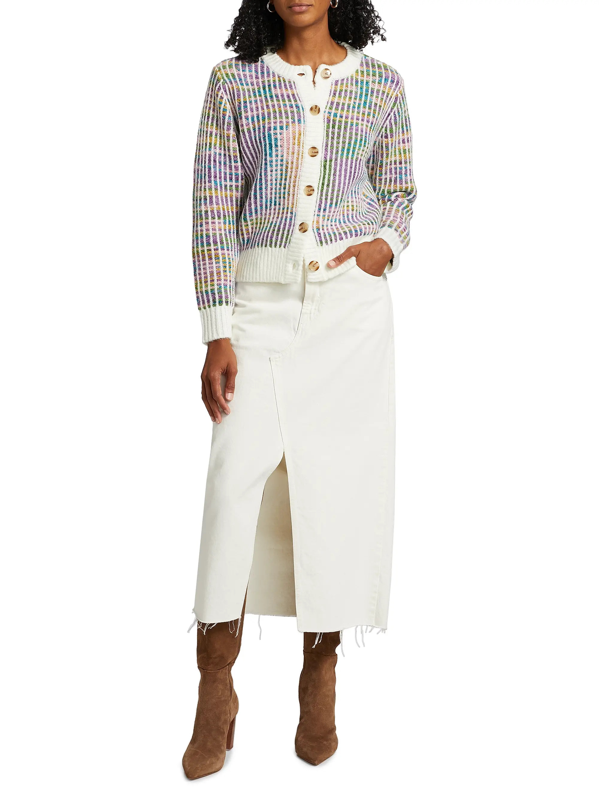 Space-Dyed Crewneck Cardigan | Saks Fifth Avenue