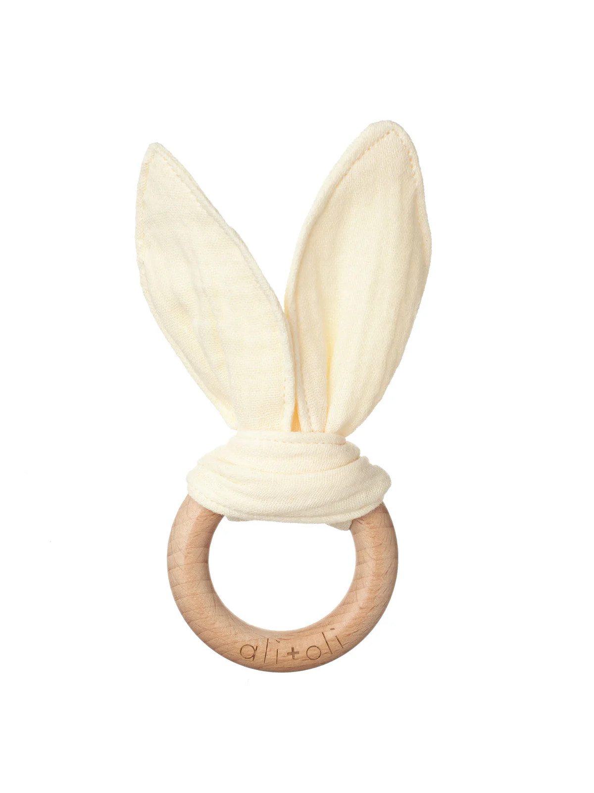 Crinkle Bunny Ears Wooden Teether | Colored Organics