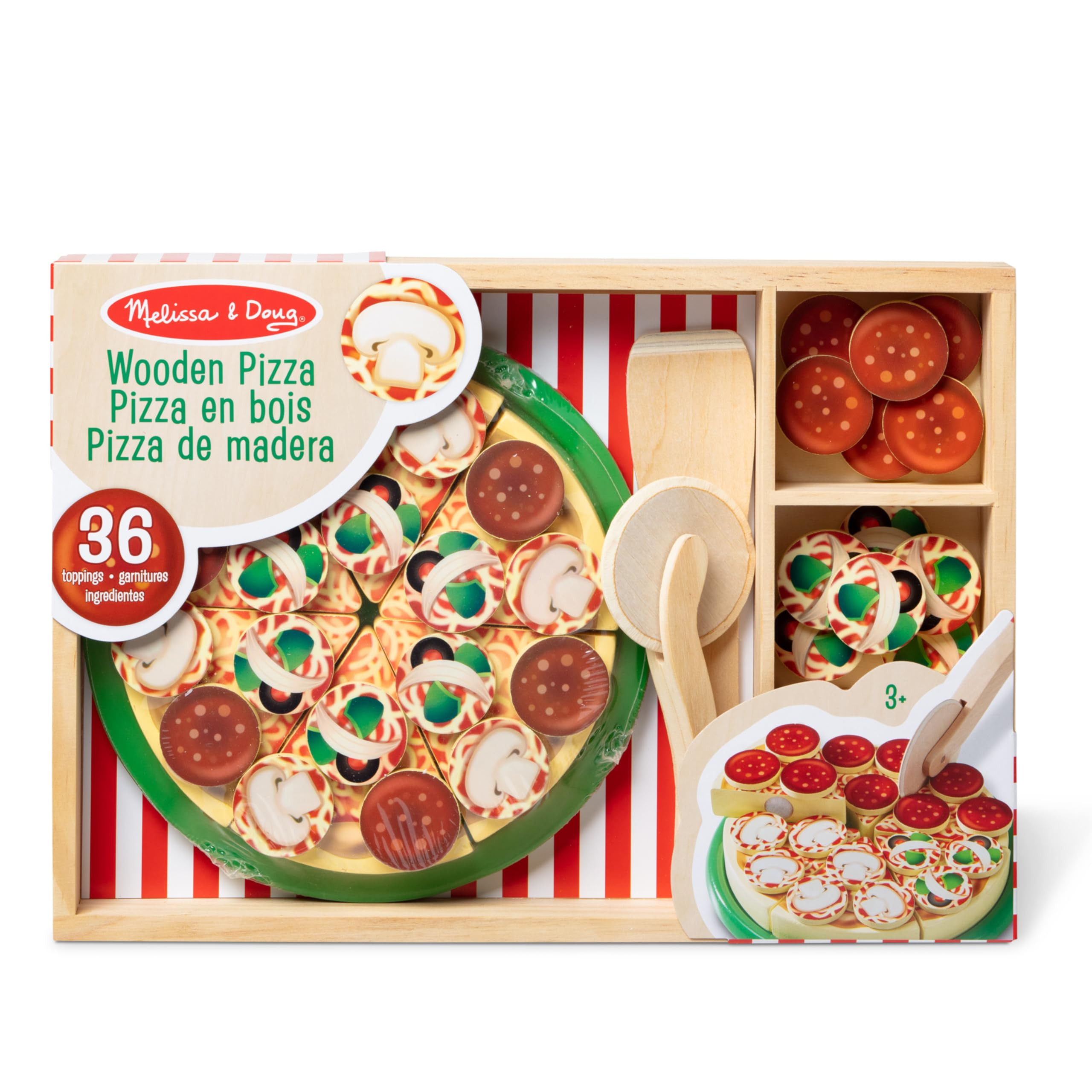 Melissa & Doug Pizza Party Wooden Pretend Play Food Set With 36 Toppings, Preschool Toy Pretend F... | Amazon (US)