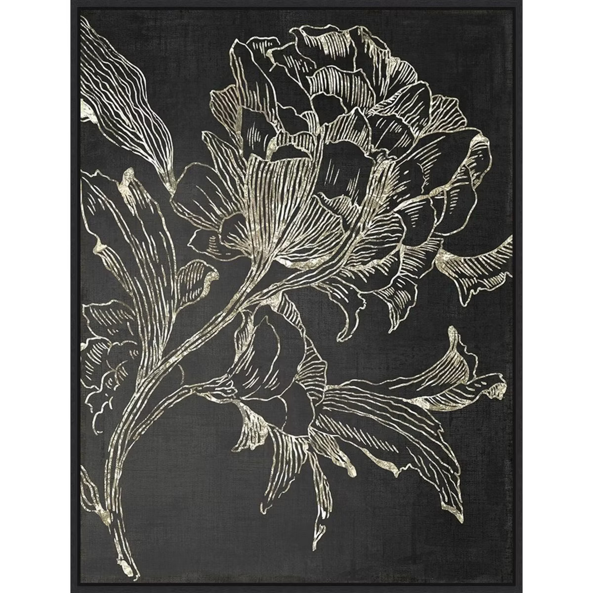 22" x 30" Golden Flower Folklore I by Asia Jensen Framed Canvas Wall Art Black - Amanti Art: Mode... | Target