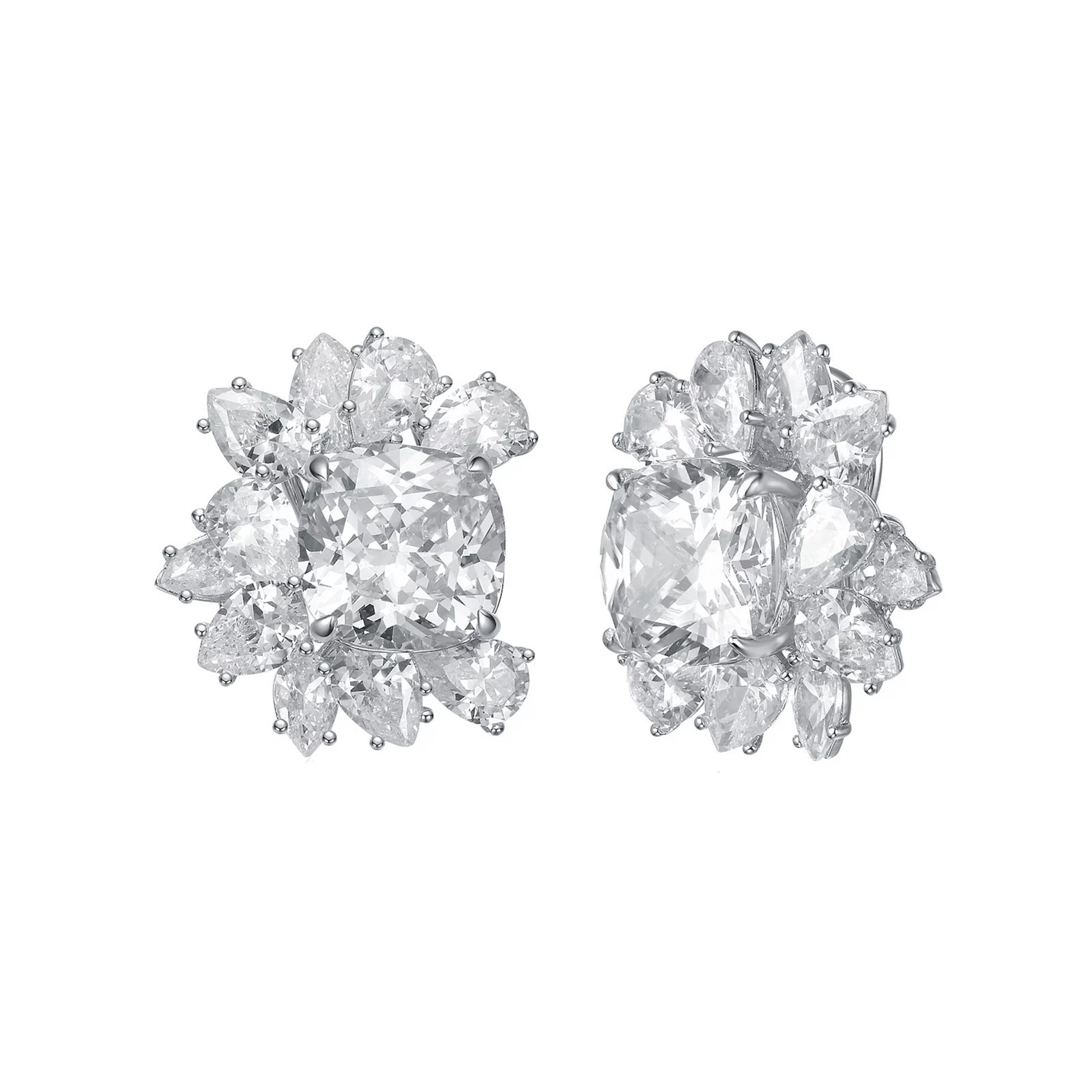 Silver Tone Cubic Zirconia Flower Cluster Stud Earrings, Women's, Sterling | Kohl's