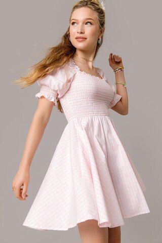 Esme Smocked Gingham Mini Dress | Francesca's