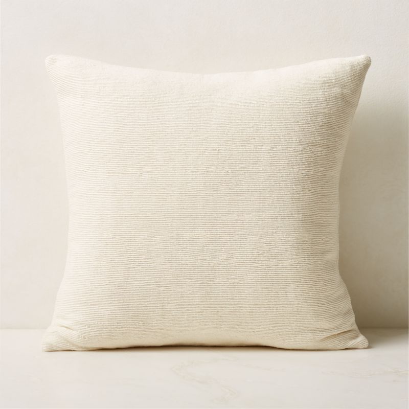 Seca White Silk Modern Throw Pillow with Down-Alternative Insert 20'' | CB2 | CB2