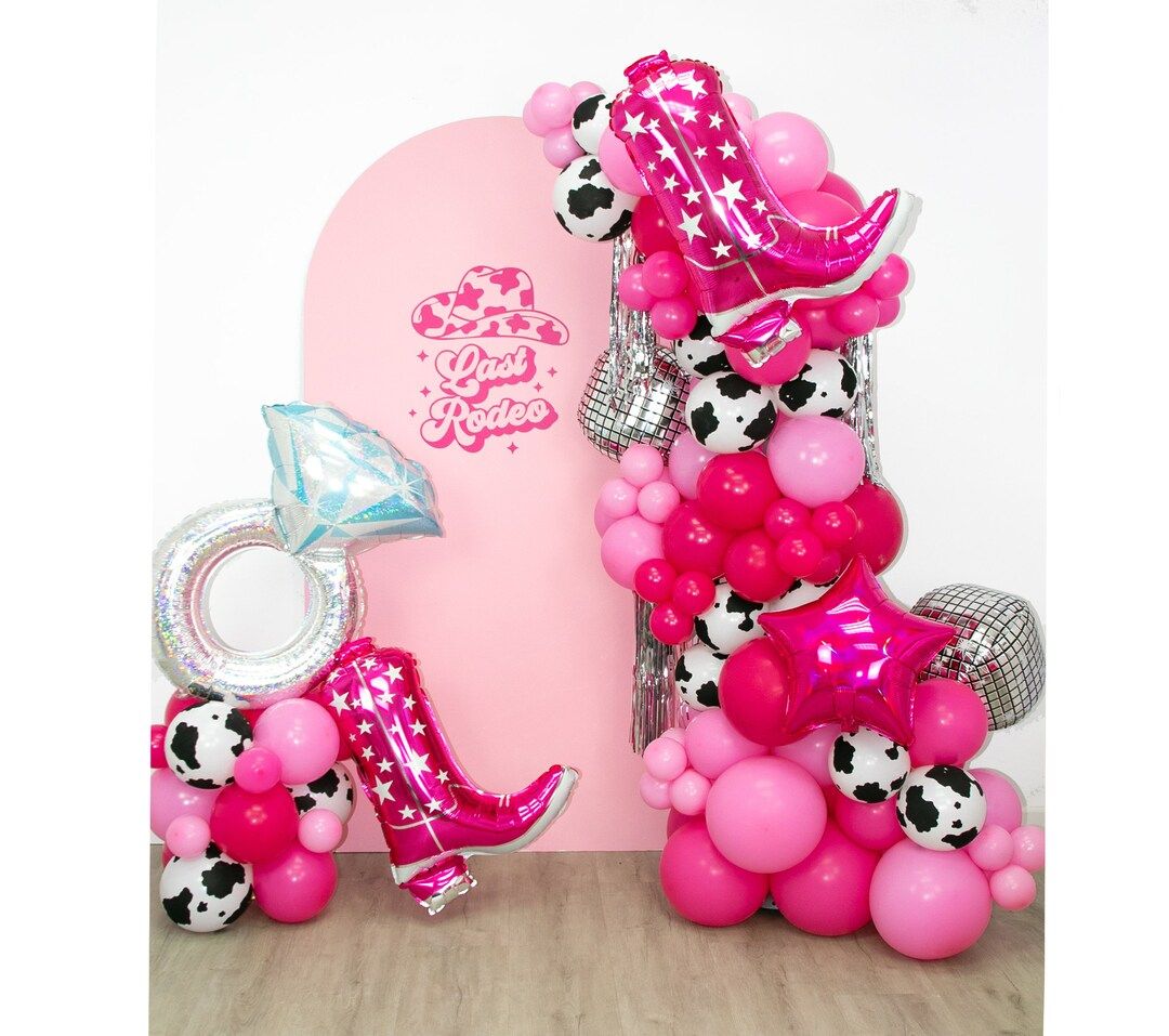 Bachelorette Balloon Garland Disco Cowgirl Balloon Garland Pink Cowgirl Bachelorette Party Decora... | Etsy (US)
