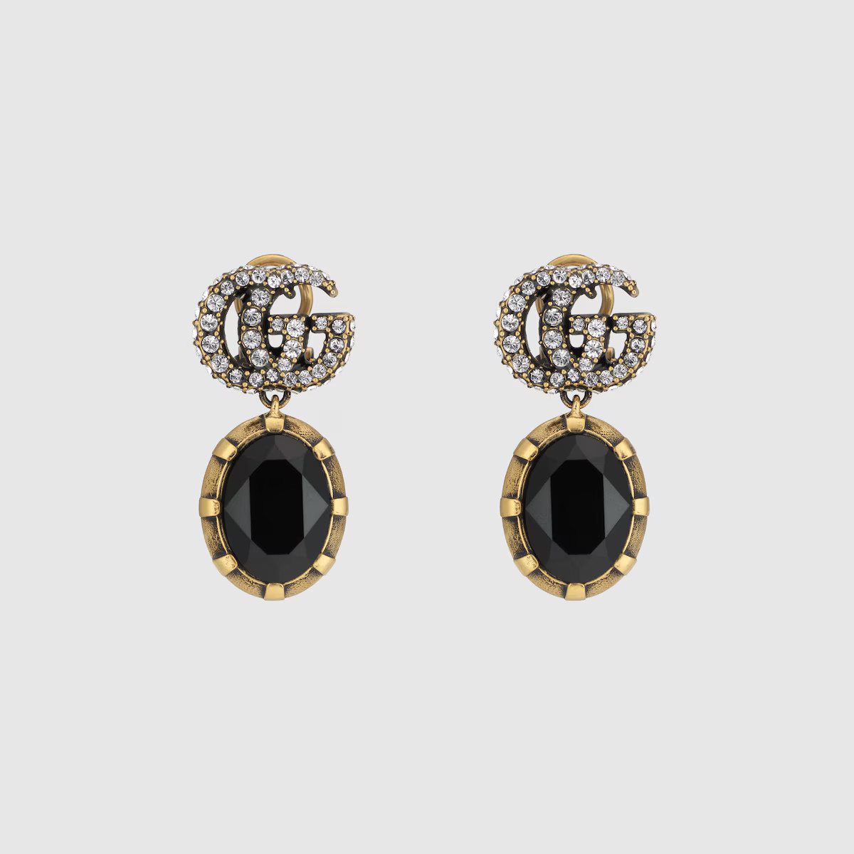 Gucci Double G earrings with black crystals | Gucci (US)