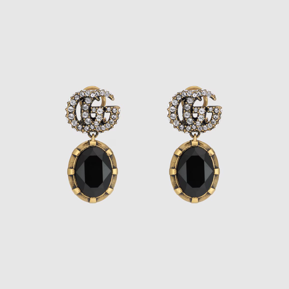 Gucci Double G earrings with black crystals | Gucci (US)