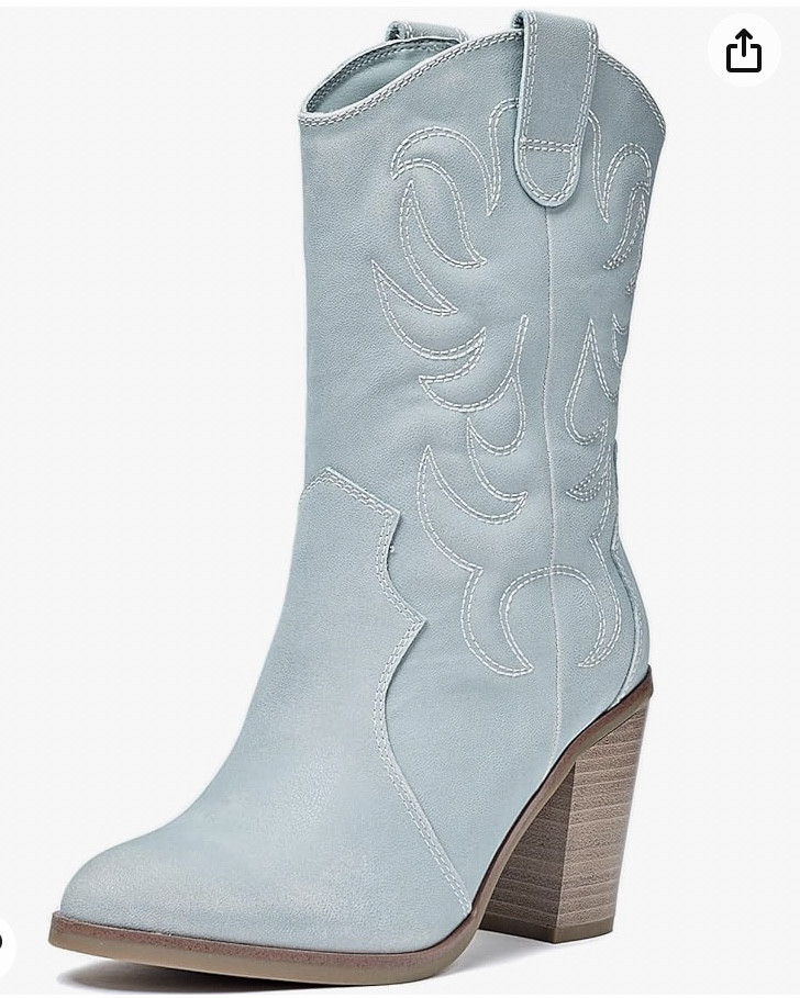 
Women's Mid Calf Western Boots Pointed Toe Cowboy Boots
Chunky Pump Heel Cowgirl Boots. Pictures in Blue, beautiful blue cowboy boots for women, also in beige. 

#LTKfindsunder100 #LTKstyletip #LTKFestival
