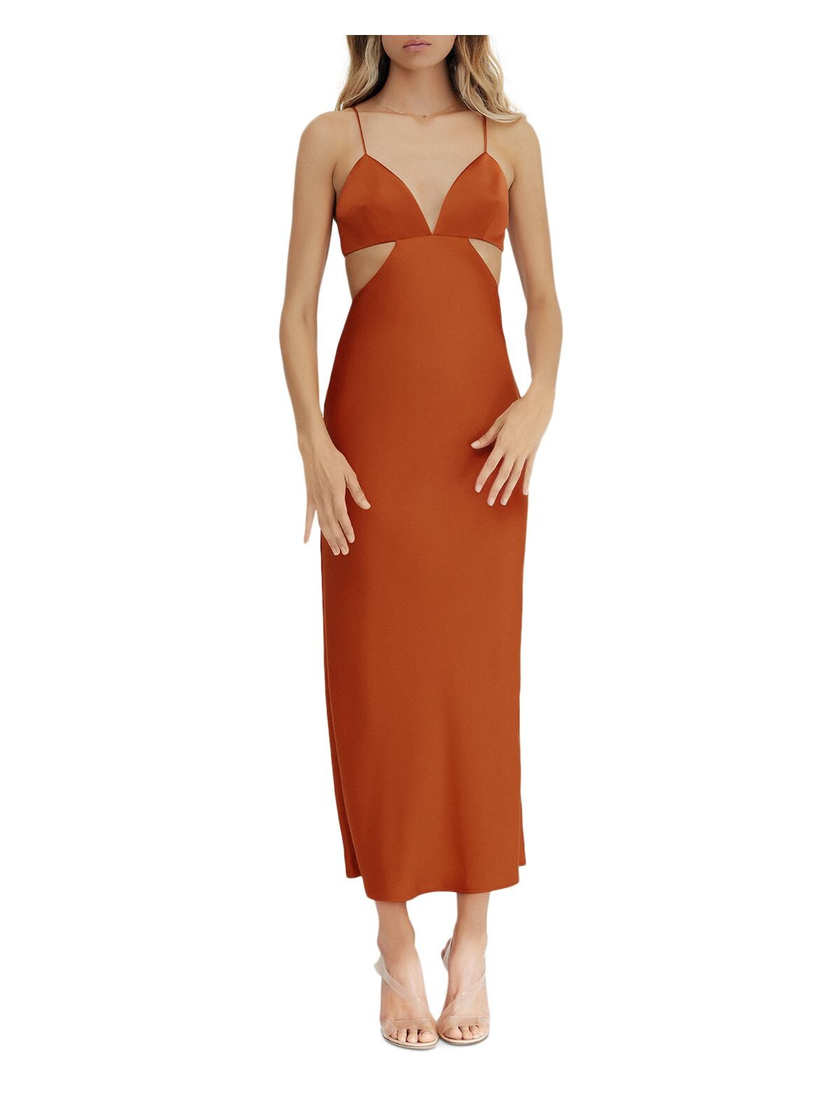 SIGNIFICANT OTHER Womens Orange Cut Out Zippered Elastic Clasp Closure Back Lined Spaghetti Strap... | Walmart (US)