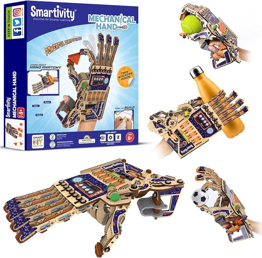 Smartivity DIY Robotic Mechanical Hand STEM Based Wooden Fun Toys for Kids 8-14, Educational & Co... | Amazon (US)