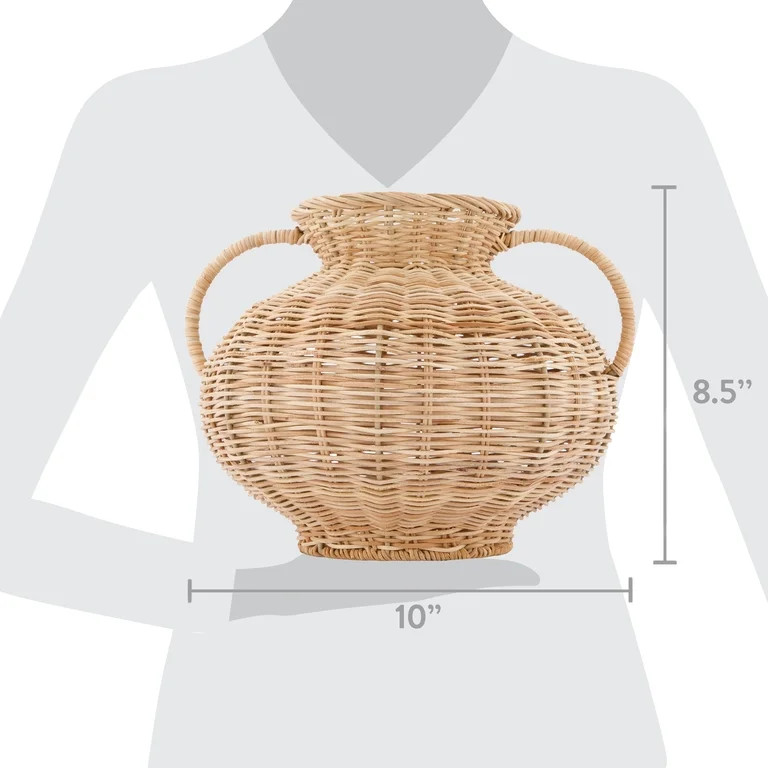 My Texas House Fall Rattan Decorative Vase, Natural, 9" | Walmart (US)