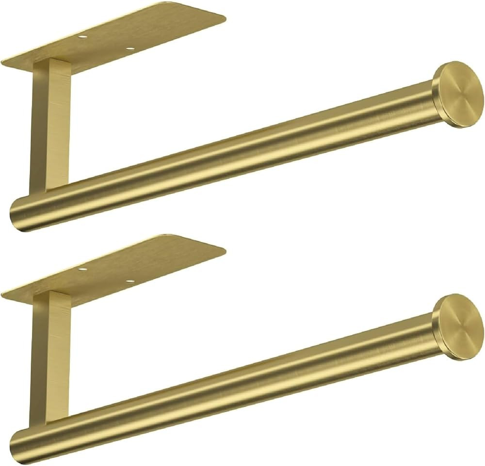ASTOFLI Brushed Gold Paper Towel Holder Wall Mount 2 Pack, Self Adhesive Paper Towel Holder Gold,... | Amazon (US)