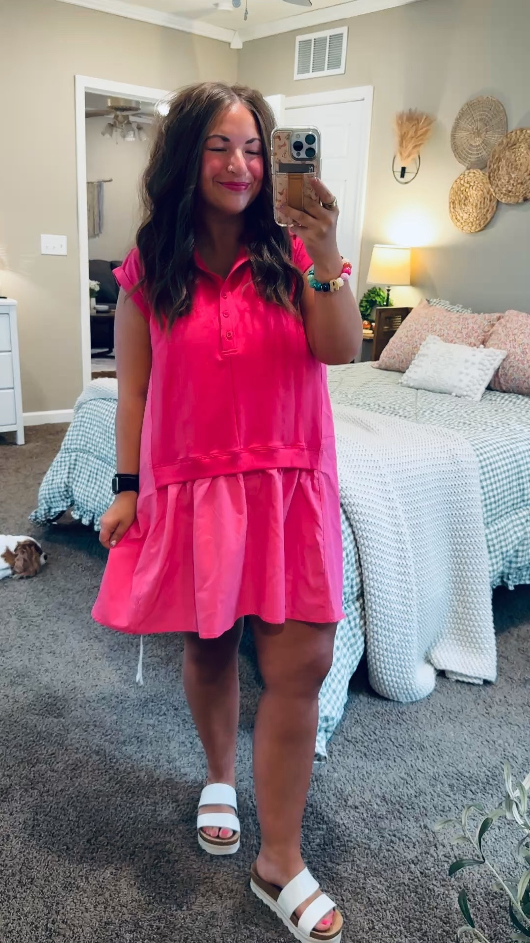 Bringing a pop of color to summer 💖 This casual Amazon dress is one of those easy pieces you'll reach for all summer long—cute, comfy, and effortlessly put together. Be sure to size way down!!

sandals: fit true to size // wearing a 5
dress: fits way oversized // wearing a small 

 #LTKootd #LTKMidsize #LTKWorkwear