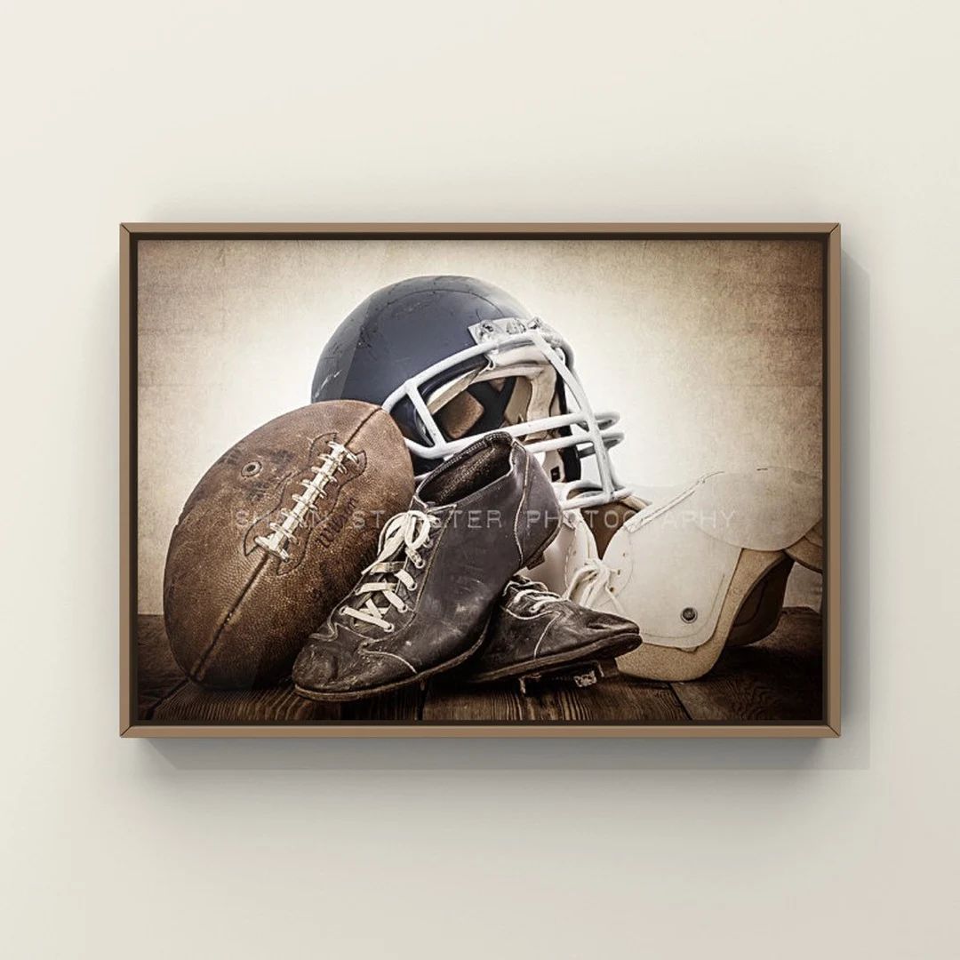 Vintage Football Gear Navy Blue Helmet Photo Print Wall - Etsy | Etsy (US)