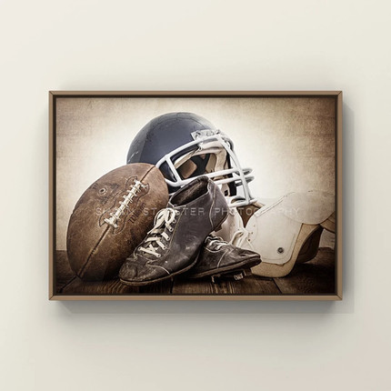 Vintage Football Gear Navy Blue Helmet Photo Print