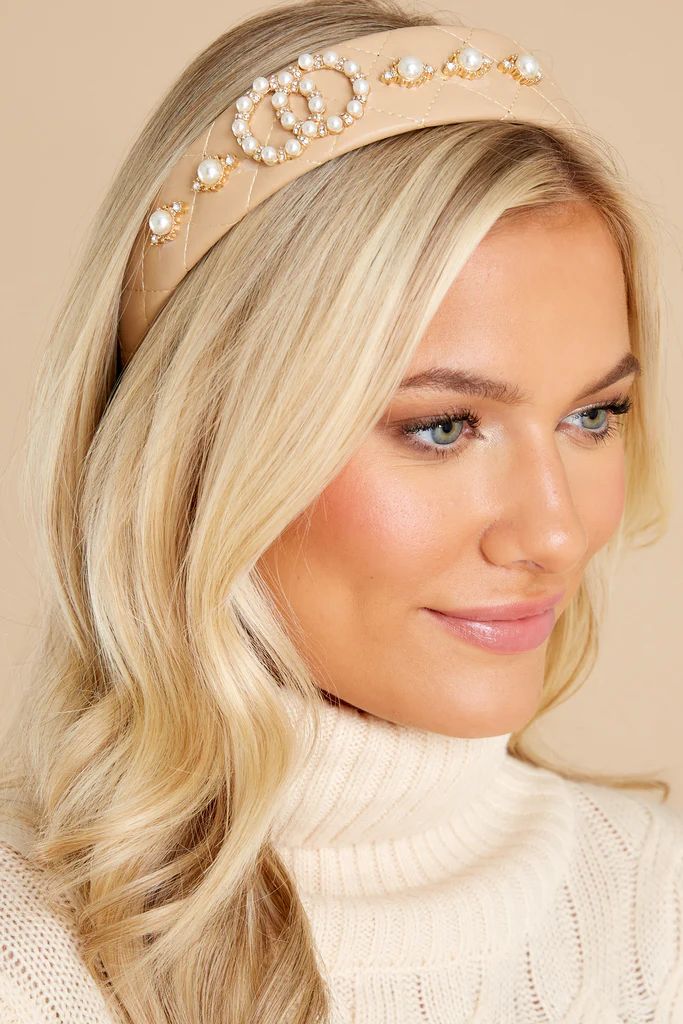 Shining And Chic Beige Pearl Headband | Red Dress 