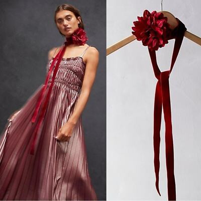 Free People Melody Choker in Wine NWT Velvet Flower Coquette Valentine’s Day  | eBay | eBay US
