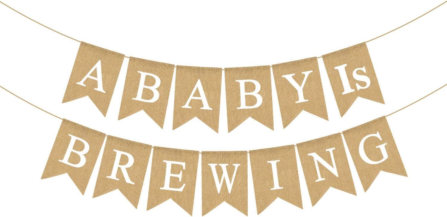 Rainlemon Jute Burlap A Baby is Brewing Banner Tea Beer Diaper Party Baby Shower Garland Decorati... | Amazon (US)