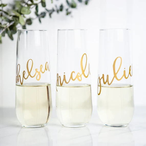 Bridesmaid Champagne Flutes, Personalized Bridesmaid Gift, Bridesmaid Proposal, Bridal Party Gift... | Etsy (US)
