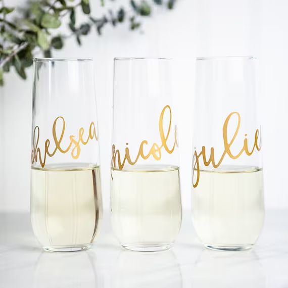 Bridesmaid Champagne Flutes, Personalized Bridesmaid Gift, Bridesmaid Proposal, Bridal Party Gift... | Etsy (US)