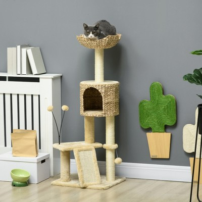 PawHut 45" Cat Tree for Indoor Cats, Cat Tree Tower with Scratching Posts, Ramp, Condo, Toy Balls, Platforms, Bed, Ramp, Beige | Target