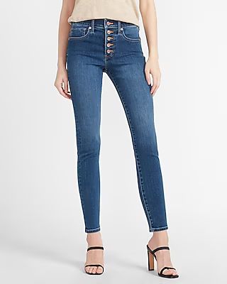 Mid Rise Denim Perfect Button Fly Skinny Jeans | Express