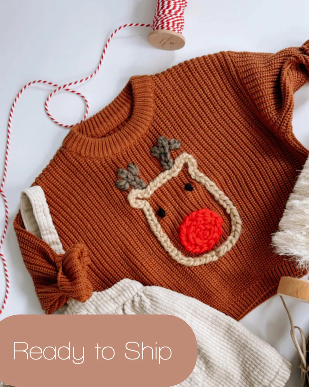 Reindeer Sweater for Baby and Child | Holiday Sweater | Hand Embroidered | Baby Gift | Rudolph |c... | Etsy (US)