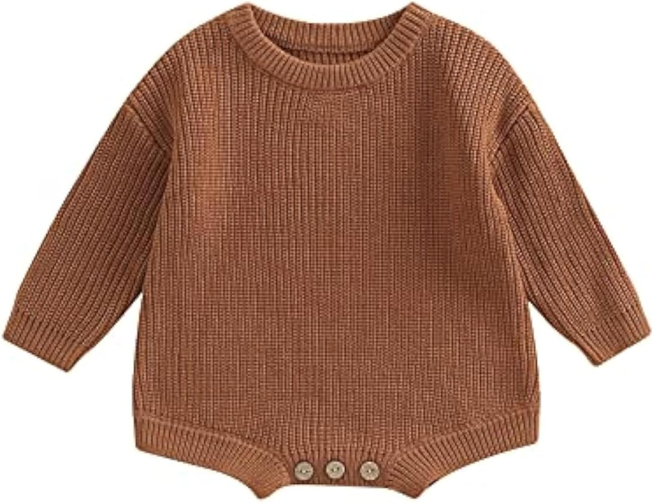 woshilaocai Baby Boy Girl Sweater Oversized Long Sleeve Romper Warm Crewneck Bodysuit Knitted Win... | Amazon (US)