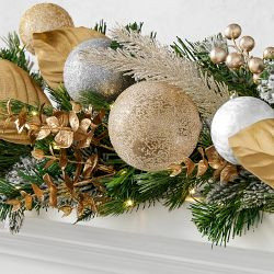 Gilded Champagne Ornament Pre-Lit Faux Wreath &amp; Garland | Williams-Sonoma