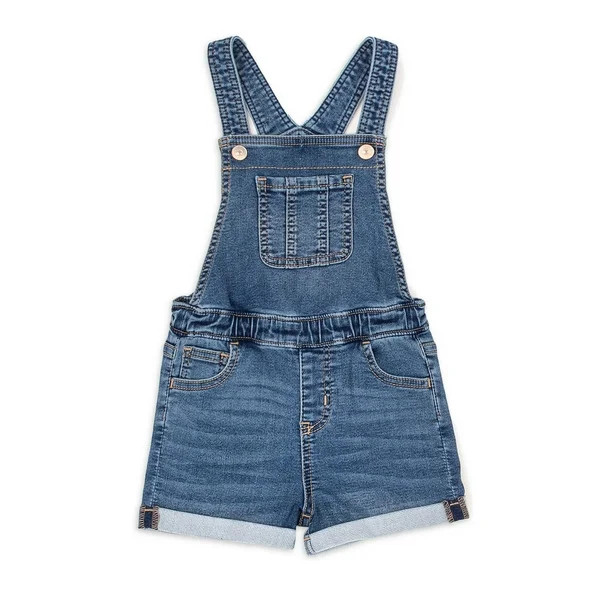 Wonder Nation Baby and Toddler Girl Knit Denim Shortall, 12 Months-5T | Walmart (US)