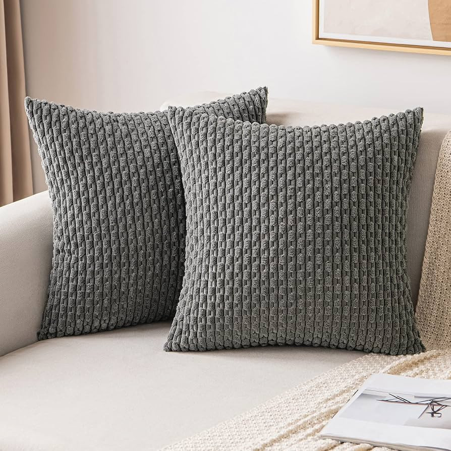 MIULEE Throw Pillow Covers Soft Corduroy Decorative Set of 2 Boho Striped Pillow Covers Pillowcas... | Amazon (US)