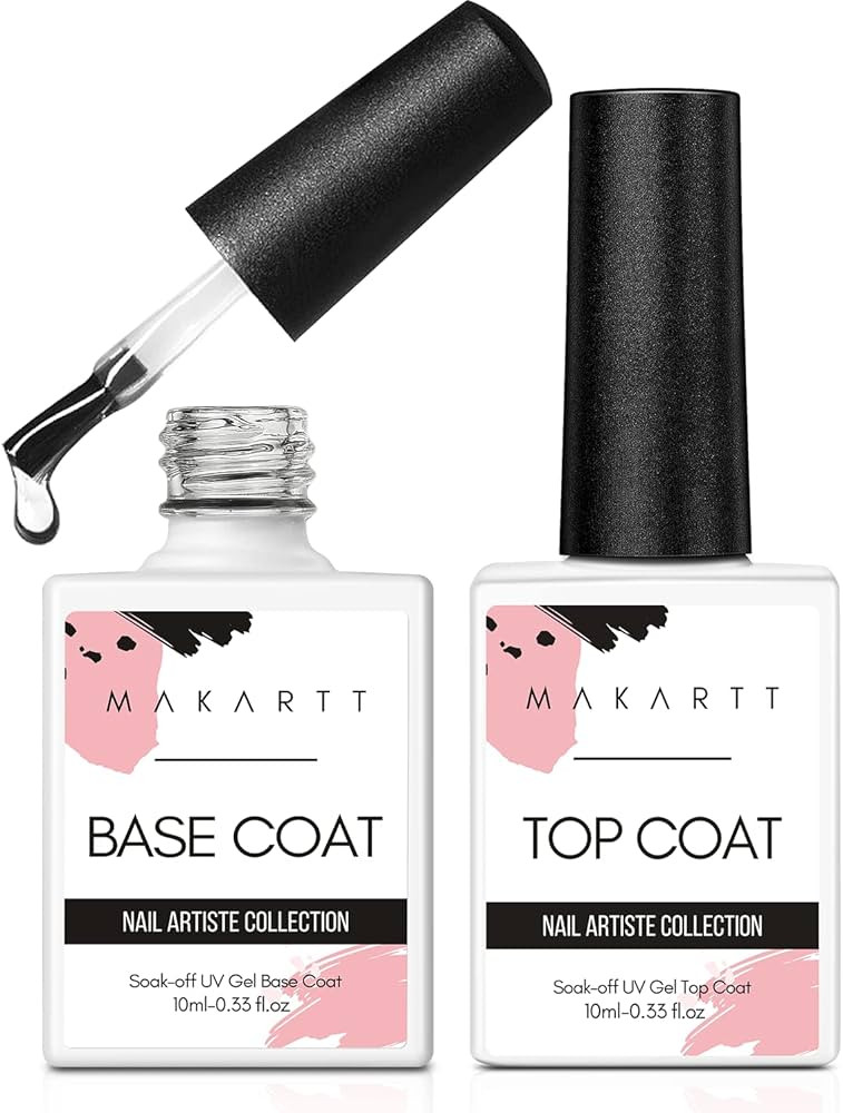 Makartt 2 Pcs Gel Top Coat and Base Coat Set - No Wipe Shine Finish Soak Off Base Top Coat Long L... | Amazon (US)